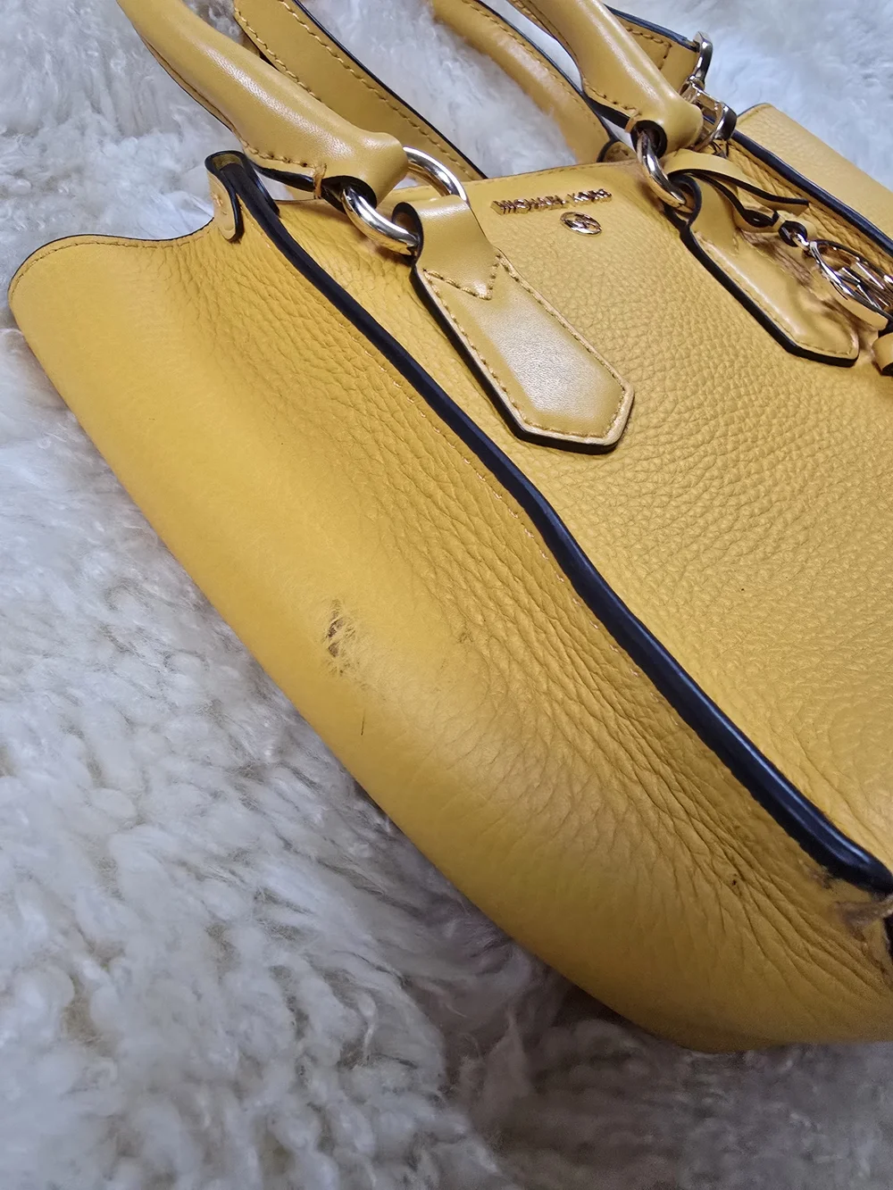 Michael Kors Yellow Pebbled Leather Mini Satchel